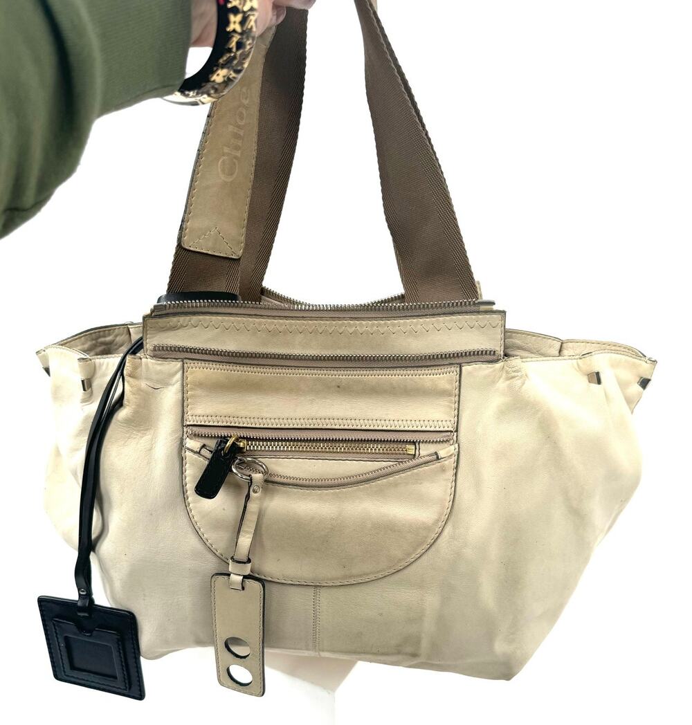 Chloe Cream Suede Leather Hobo Bag